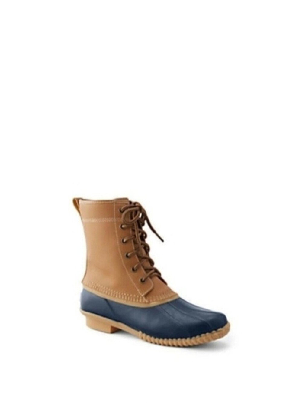Lands' End Navy and Hazelnut Women's Insulated Duck Boots